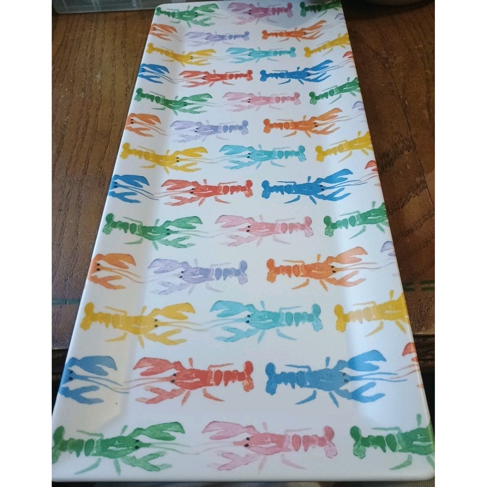 Tommy Bahama Set of 2 Rectangular Melamine Lobster Trays NEW‎ 14" & 19"